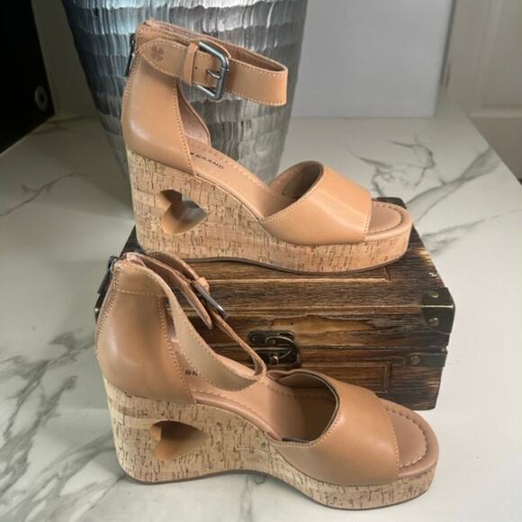 Lucky Brand Himmy Cork Wedge Sandals Medium Dark Brown - Picture 6 of 9
